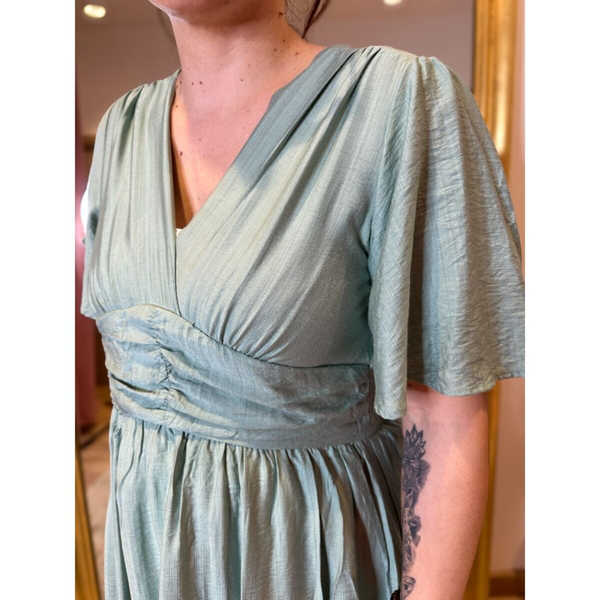 Ivana - Robe longue vert sauge