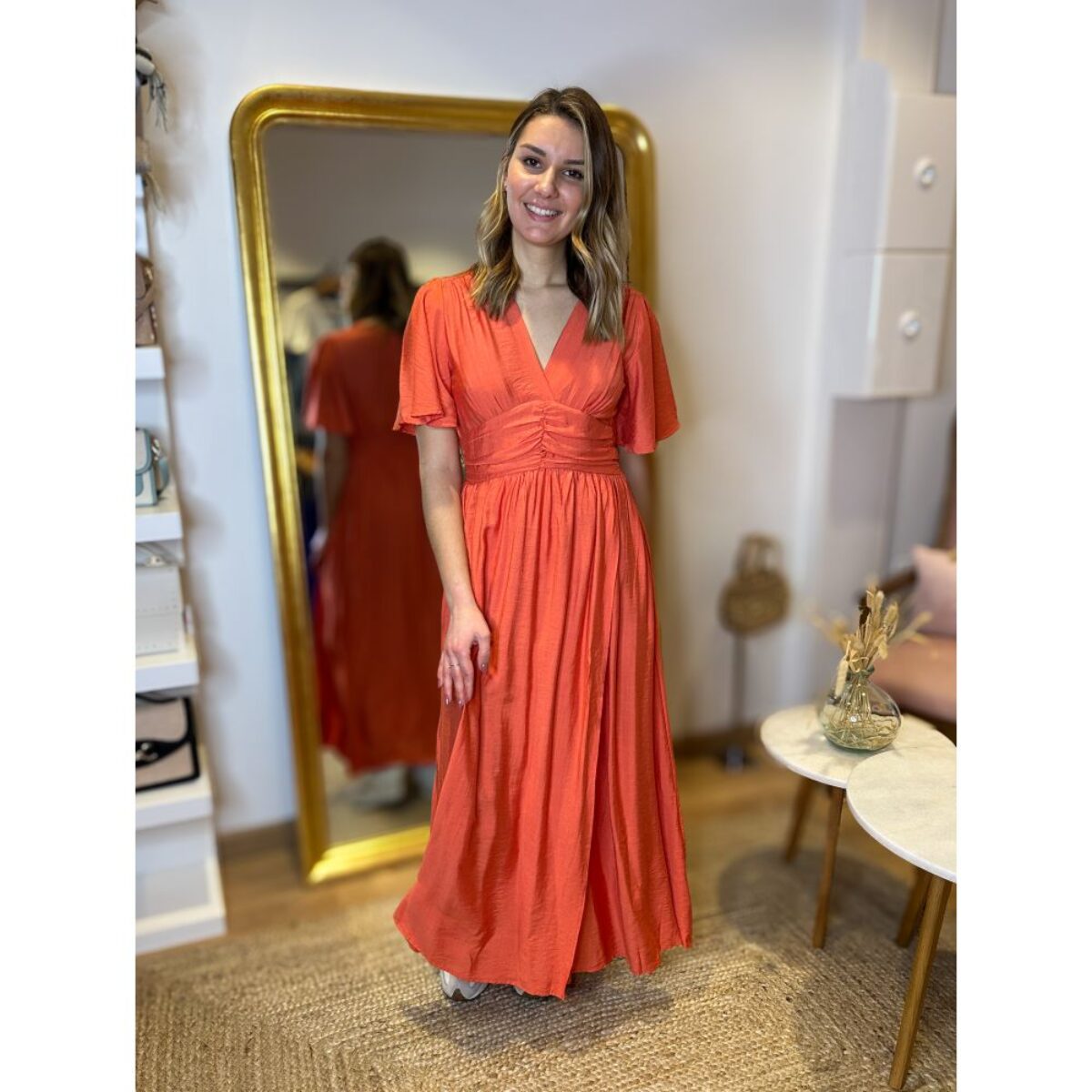 Ivana - Robe longue corail